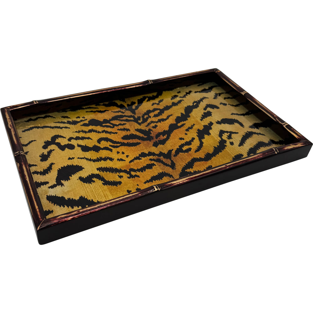 Lacquer Bamboo Rectangular Tray, Tigre