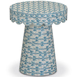 Lady Blue Ribbon Round Side Table, Blue-Furniture - Accent Tables-High Fashion Home