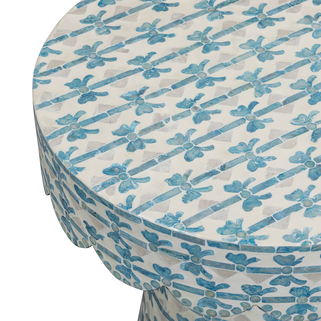 Lady Blue Ribbon Round Side Table, Blue – High Fashion Home