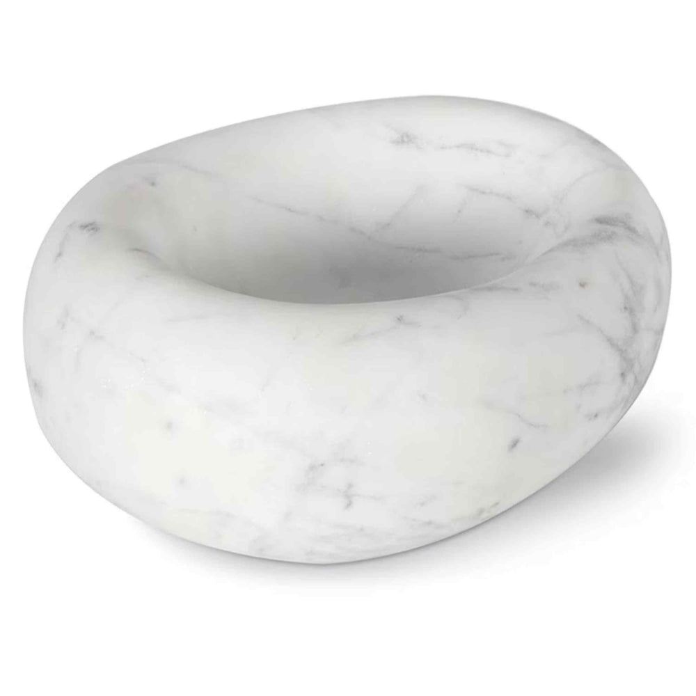 Lagoon Marble Bowl, White-Accessories-High Fashion Home