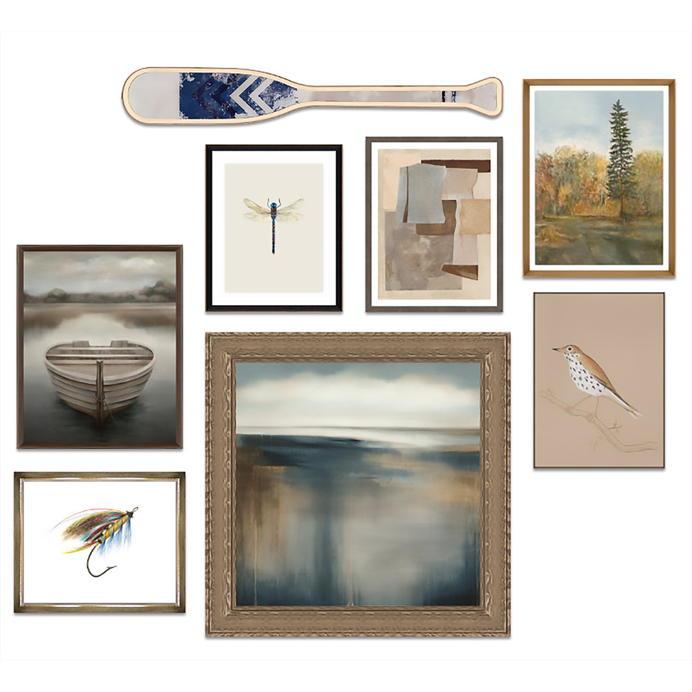 Lake Retreat Art Collage, Set of 8 Framed