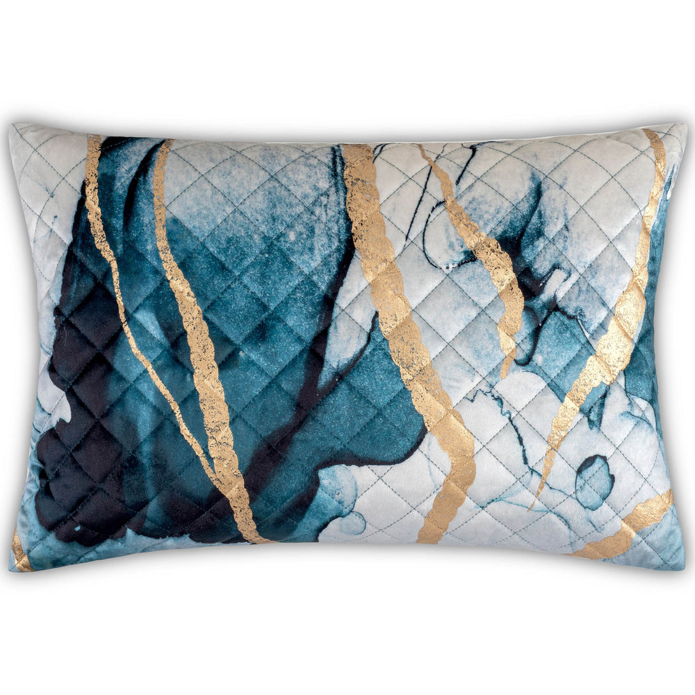 Lapis Quilted Lumbar Pillow, Multi-Accessories-High Fashion Home