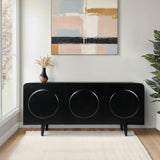 Large Circles 3 Door Cabinet, Black
