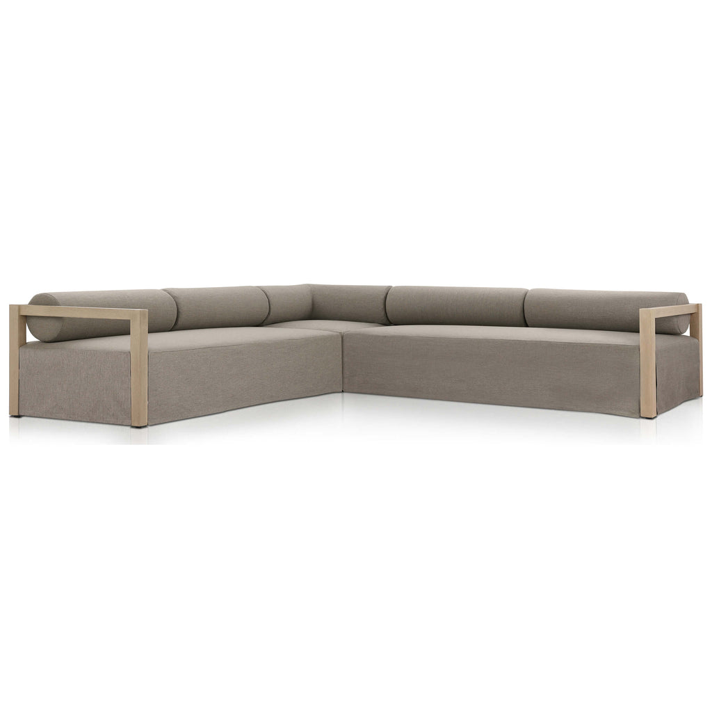 Laskin 3 Piece Outdoor Sectional, Alessi Fawn/Washed Brown by Four Han ...