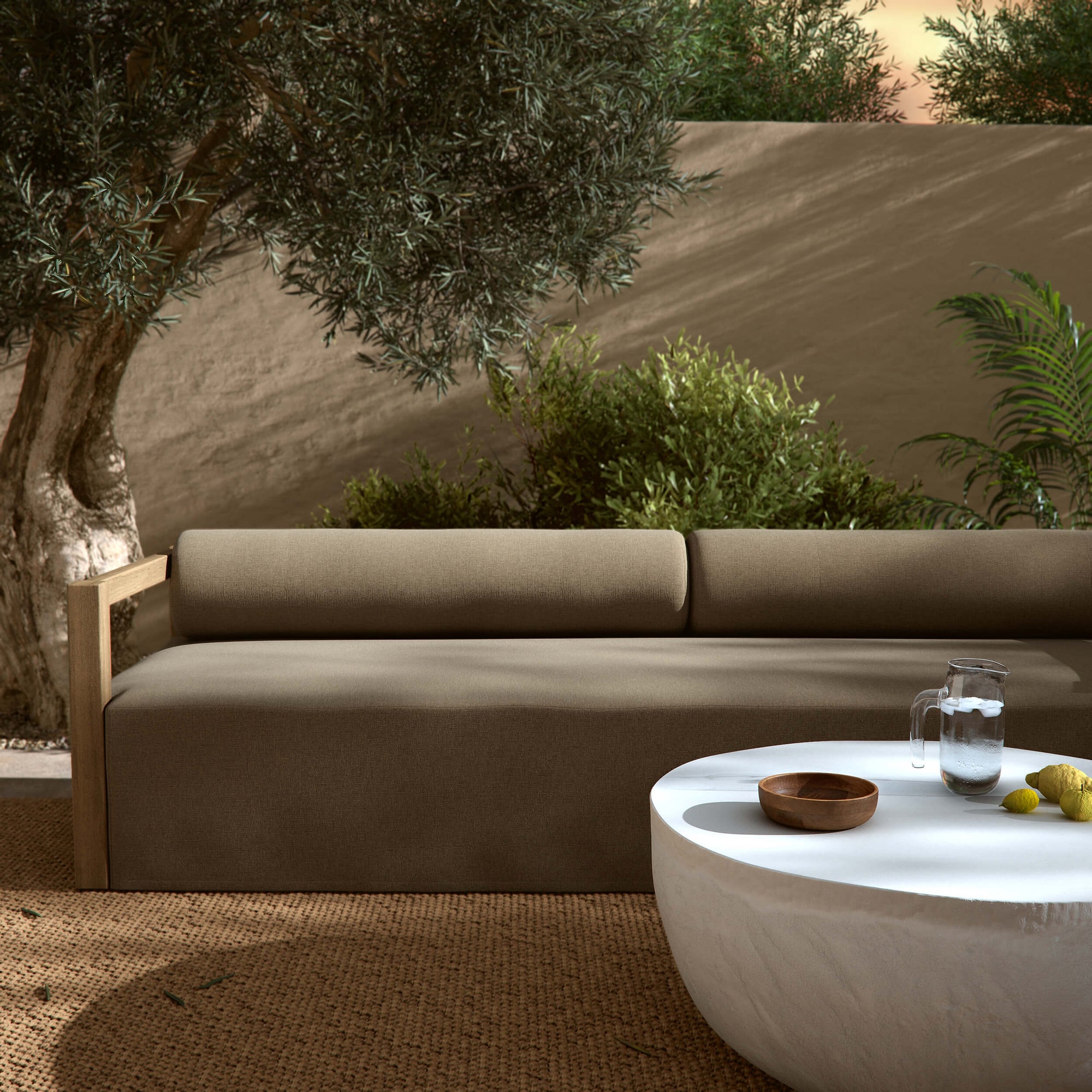 Laskin Outdoor Sofa, Alessi Fawn/Washed Brown by Four Hands – High ...