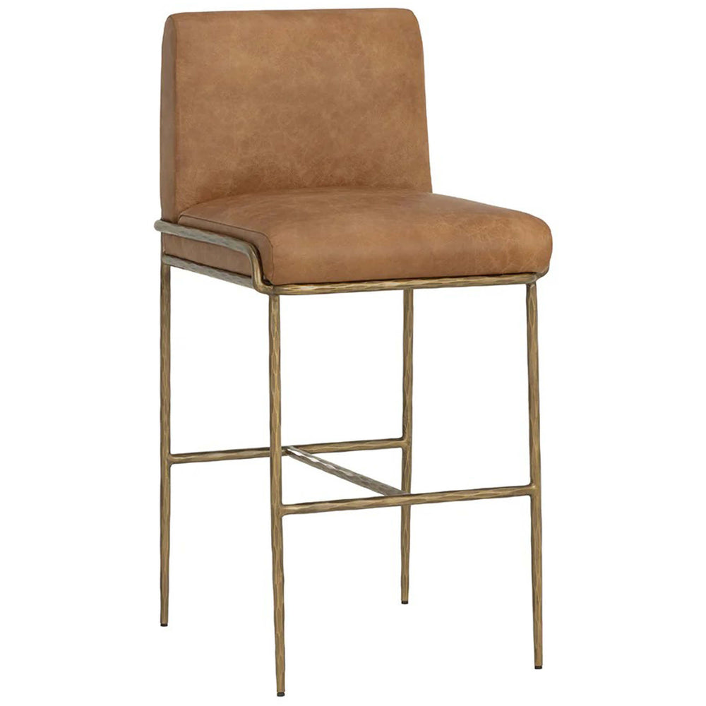 Lathan Leather Barstool, Tan-Furniture - Dining-High Fashion Home