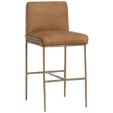 Lathan Leather Barstool, Tan-Furniture - Dining-High Fashion Home