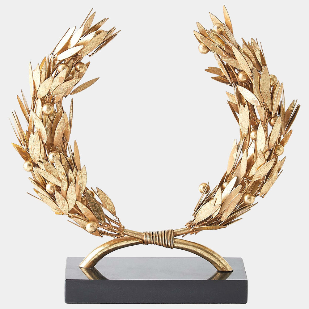 Laurel Wreath Sculpture, Gold Leaf-Accessories-High Fashion Home