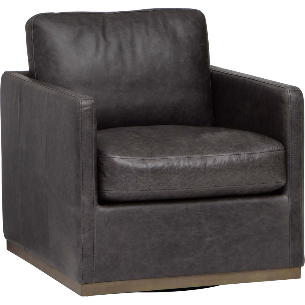 Layne Leather Swivel Chair, Carbon