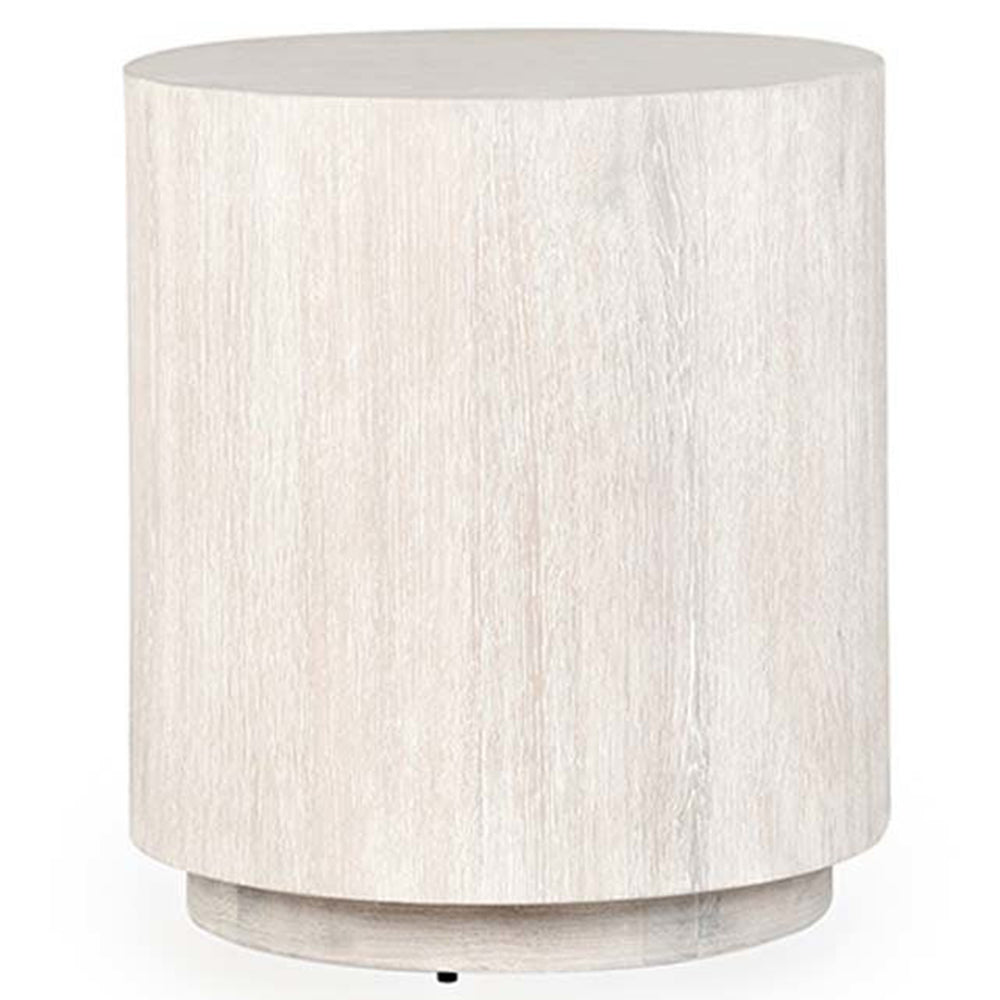 Layne Round End Table, Milk White