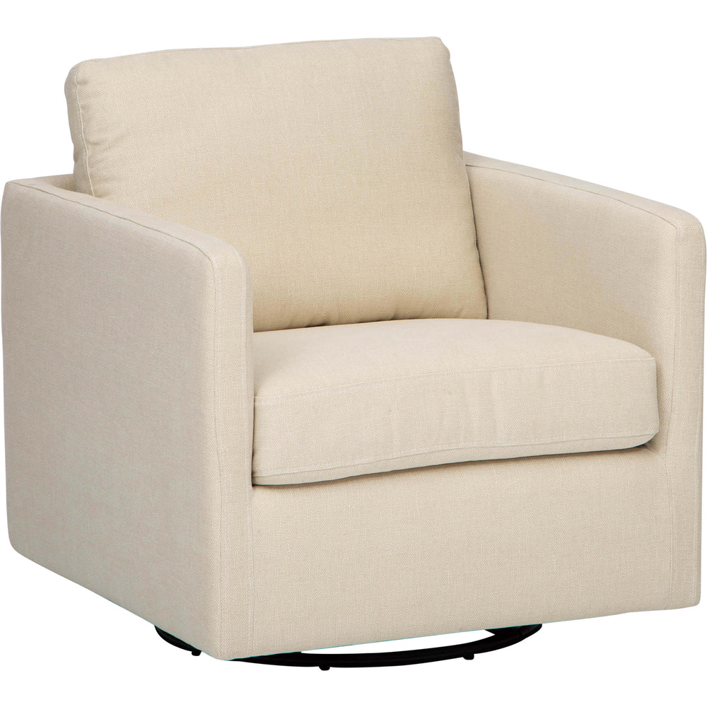 Layne Swivel Chair, Basketweave Ivory-Furniture - Chair-High Fashion Home