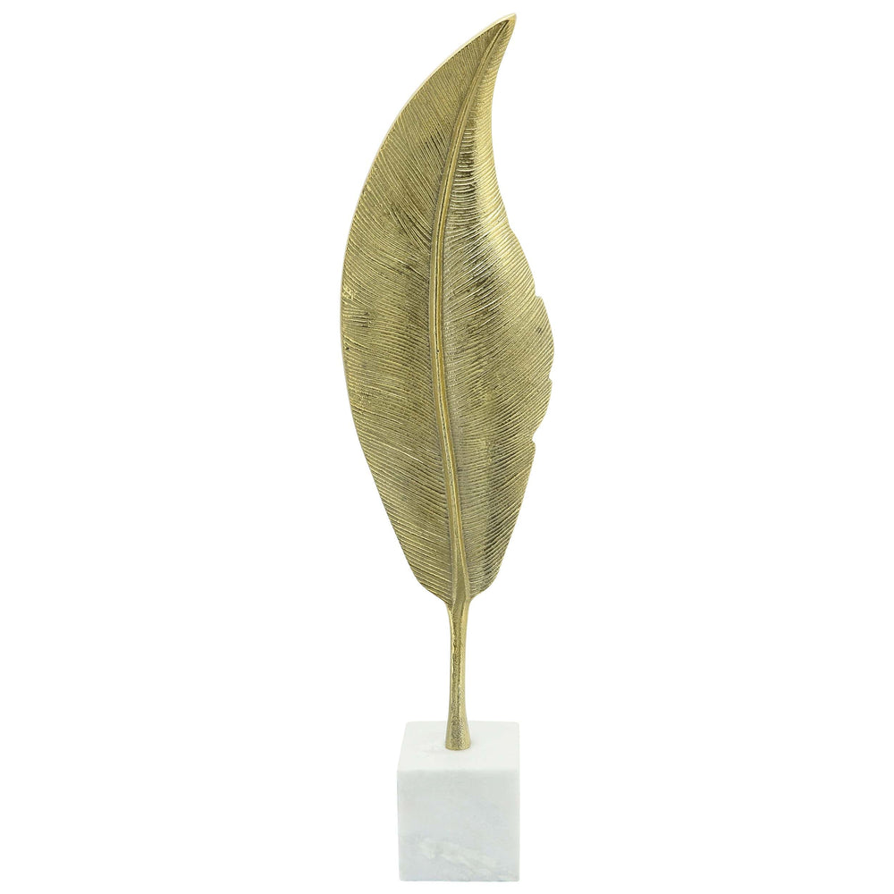 Leaf on Stand, Gold-Accessories-High Fashion Home