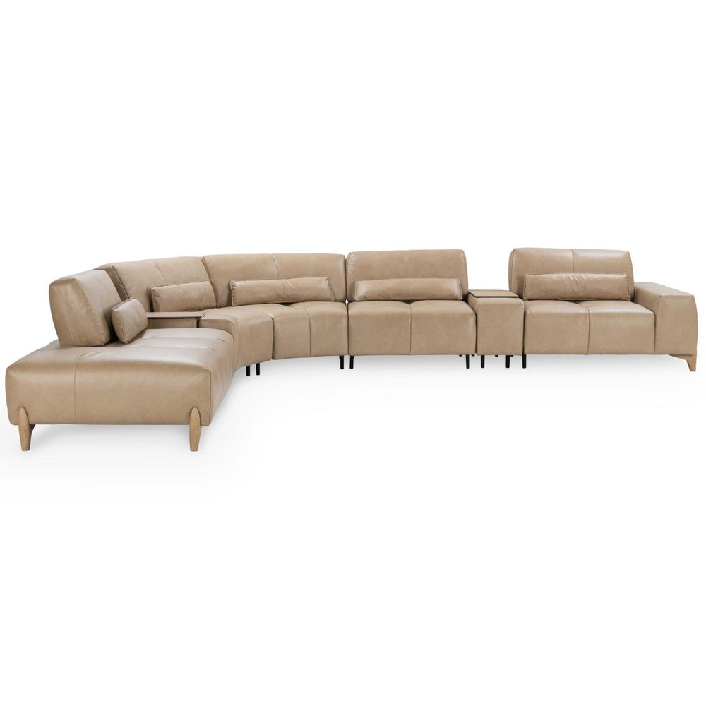 Leah Leather Sectional, Putty-Furniture - Sofas-High Fashion Home