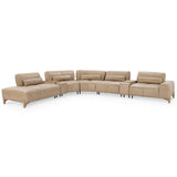 Leah Leather Sectional, Putty-Furniture - Sofas-High Fashion Home