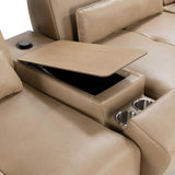 Leah Leather Sectional, Putty-Furniture - Sofas-High Fashion Home