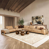 Leah Leather Sectional, Putty-Furniture - Sofas-High Fashion Home