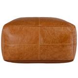 Leather Pouf, Chestnut-Furniture - Chairs-High Fashion Home