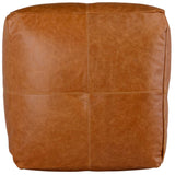Leather Pouf, Chestnut-Furniture - Chairs-High Fashion Home