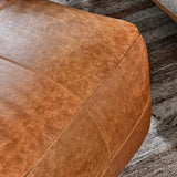 Leather Pouf, Chestnut-Furniture - Chairs-High Fashion Home
