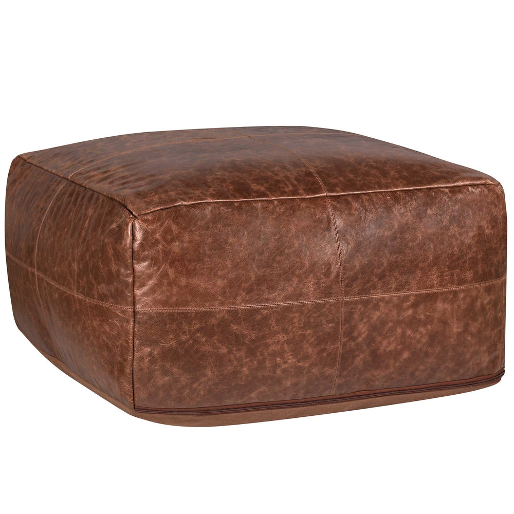 Leather Pouf, Kona Brown-Furniture - Chairs-High Fashion Home