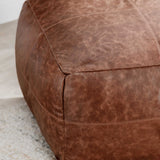 Leather Pouf, Kona Brown-Furniture - Chairs-High Fashion Home