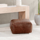 Leather Pouf, Kona Brown-Furniture - Chairs-High Fashion Home