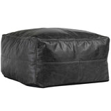 Leather Pouf, Onyx-Furniture - Chairs-High Fashion Home