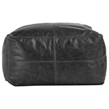 Leather Pouf, Onyx-Furniture - Chairs-High Fashion Home