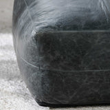 Leather Pouf, Onyx-Furniture - Chairs-High Fashion Home