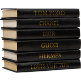 Black Leather Stack of Books, Designer Names