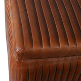 Leather and Suede Ottomans, Brown, Set of 2