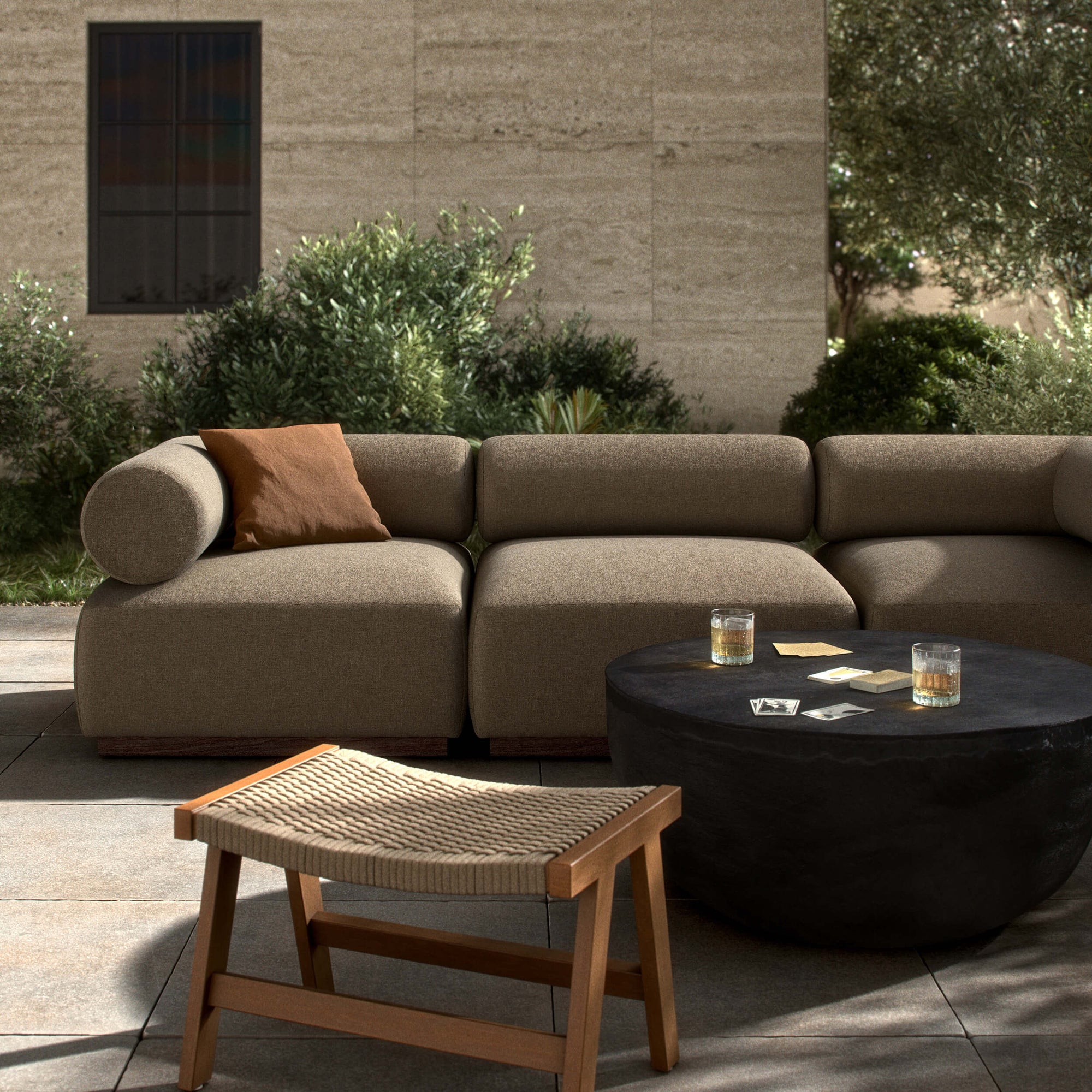 Lenox 3 Piece Outdoor Sectional, Alessi Fawn by Four Hands – High ...