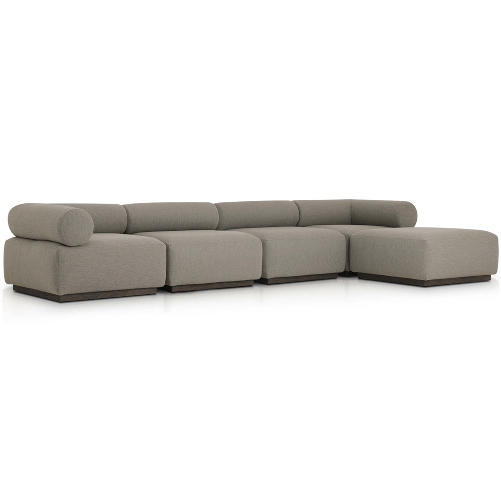 Lenox 4 Piece Outdoor Sectional w/Ottoman, Alessi Fawn