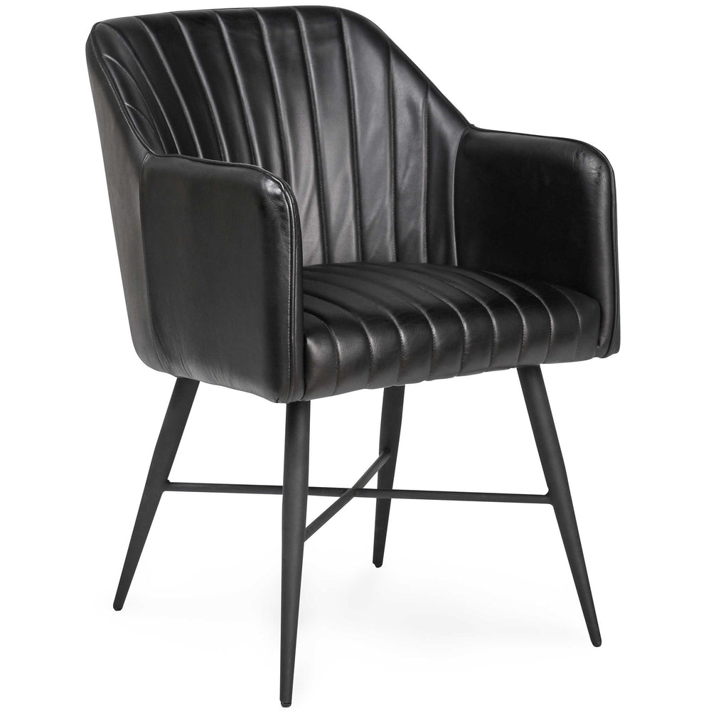 Leon Leather Dining Chair, Jet Black, Set of 2-Furniture - Dining-High Fashion Home