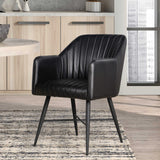 Leon Leather Dining Chair, Jet Black, Set of 2-Furniture - Dining-High Fashion Home