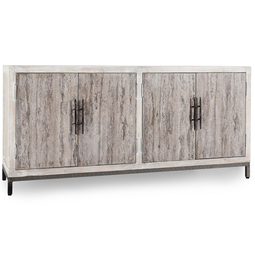 Lisbon 4 Door Cabinet, Timeworn Cream-Furniture - Storage-High Fashion Home