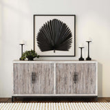 Lisbon 4 Door Cabinet, Timeworn Cream-Furniture - Storage-High Fashion Home