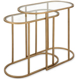 Lizbeth Nesting End Tables, Set of 2, Brushed Brass-Furniture - Accent Tables-High Fashion Home