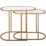 Lizbeth Nesting End Tables, Set of 2, Brushed Brass-Furniture - Accent Tables-High Fashion Home
