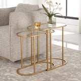 Lizbeth Nesting End Tables, Set of 2, Brushed Brass-Furniture - Accent Tables-High Fashion Home