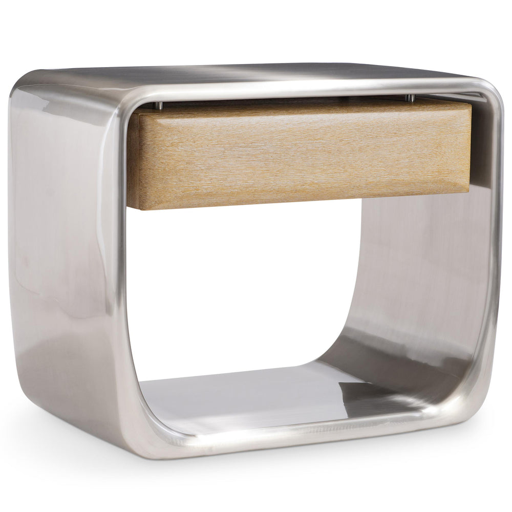 Lomond Nightstand, Brushed Stainless-Furniture - Bedroom-High Fashion Home