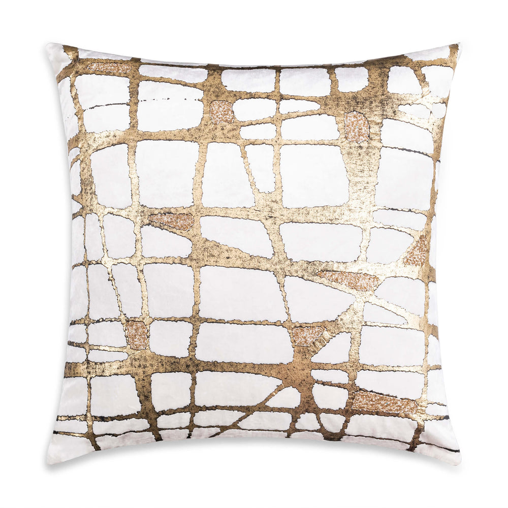 Mila Abstract Pillow, Ivory/Gold-Accessories-High Fashion Home