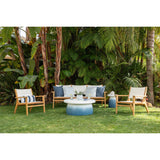 Ocean Coffee Table, Blue/White-Furniture - Accent Tables-High Fashion Home
