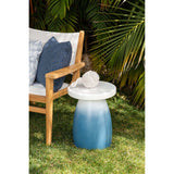 Ocean End Table, Blue/White-Furniture - Accent Tables-High Fashion Home