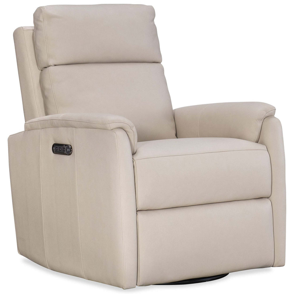 Latitudes Leather Power Swivel Recliner, Trinity Ivory