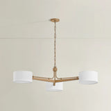 Mailo 3 Light Chandelier, Patina Brass/White Oak