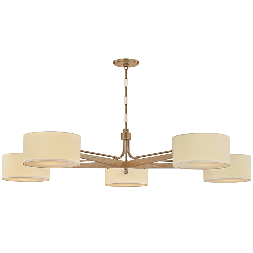 Mailo 5 Light Chandelier, Patina Brass/White Oak