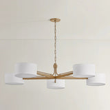 Mailo 5 Light Chandelier, Patina Brass/White Oak