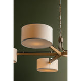 Mailo 3 Light Chandelier, Patina Brass/White Oak