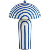 Maiori Striped Papier Mache Table Lamp, Blue/Off-White-Lighting-High Fashion Home